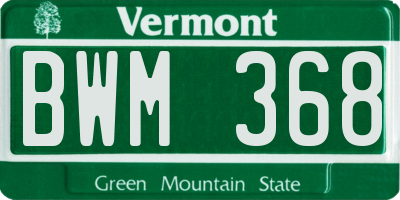 VT license plate BWM368