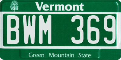 VT license plate BWM369