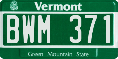 VT license plate BWM371