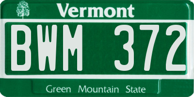 VT license plate BWM372