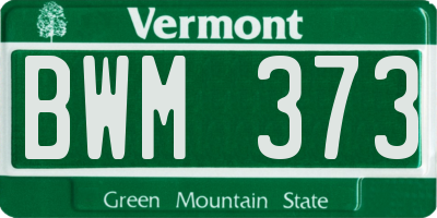 VT license plate BWM373