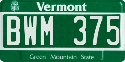 VT license plate BWM375