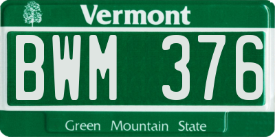 VT license plate BWM376