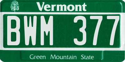 VT license plate BWM377