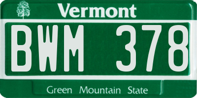 VT license plate BWM378