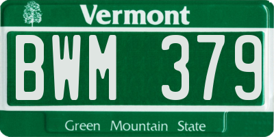 VT license plate BWM379