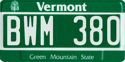 VT license plate BWM380