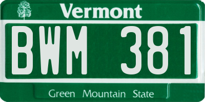VT license plate BWM381