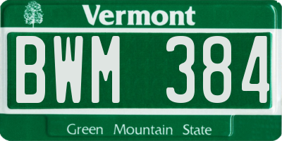 VT license plate BWM384