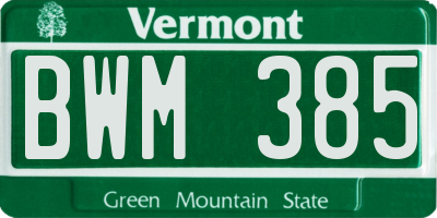 VT license plate BWM385
