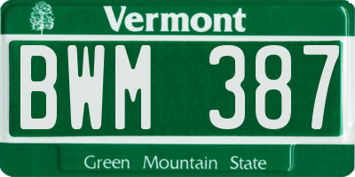 VT license plate BWM387
