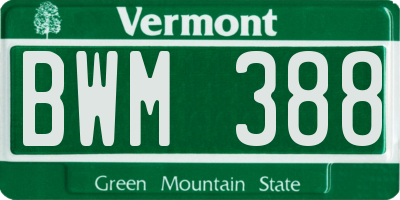 VT license plate BWM388