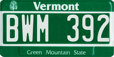 VT license plate BWM392