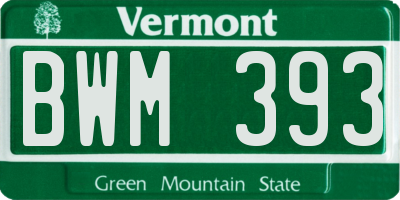 VT license plate BWM393