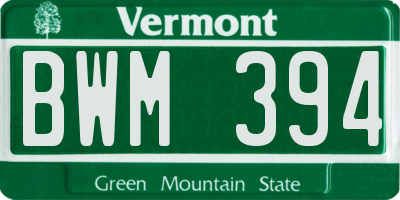 VT license plate BWM394