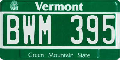 VT license plate BWM395