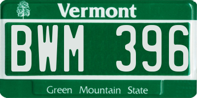 VT license plate BWM396