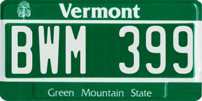 VT license plate BWM399