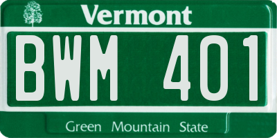 VT license plate BWM401
