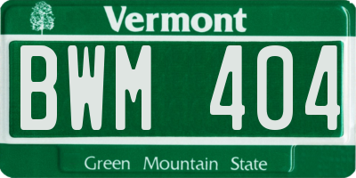 VT license plate BWM404