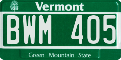 VT license plate BWM405