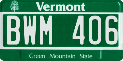 VT license plate BWM406
