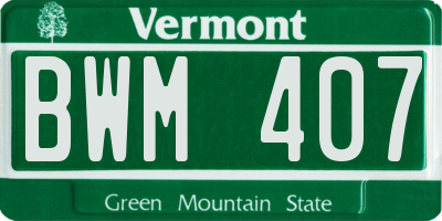 VT license plate BWM407