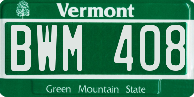 VT license plate BWM408