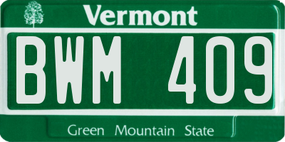 VT license plate BWM409