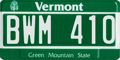 VT license plate BWM410