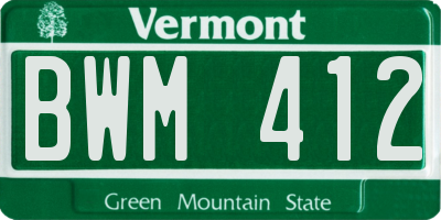 VT license plate BWM412