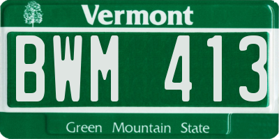 VT license plate BWM413