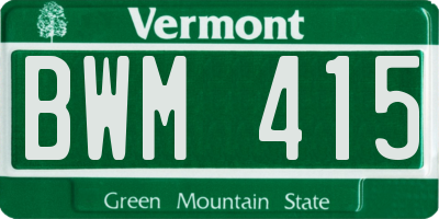 VT license plate BWM415