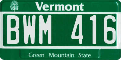 VT license plate BWM416
