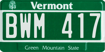 VT license plate BWM417