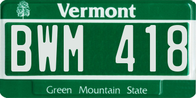 VT license plate BWM418