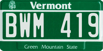 VT license plate BWM419