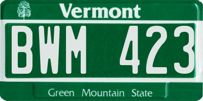 VT license plate BWM423