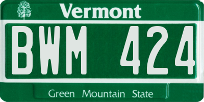 VT license plate BWM424