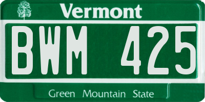 VT license plate BWM425