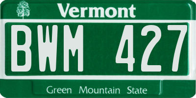 VT license plate BWM427