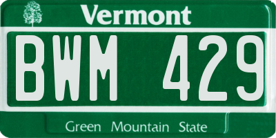 VT license plate BWM429