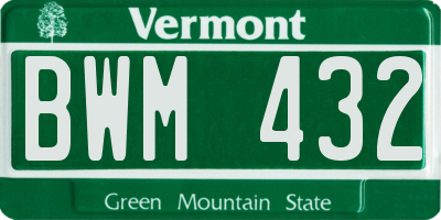 VT license plate BWM432