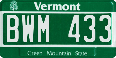 VT license plate BWM433