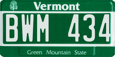 VT license plate BWM434