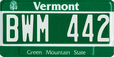 VT license plate BWM442