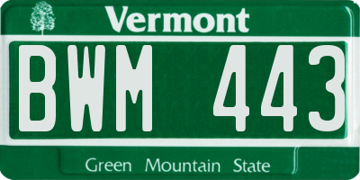 VT license plate BWM443