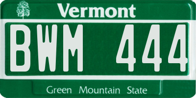 VT license plate BWM444