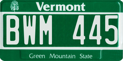 VT license plate BWM445