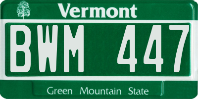 VT license plate BWM447